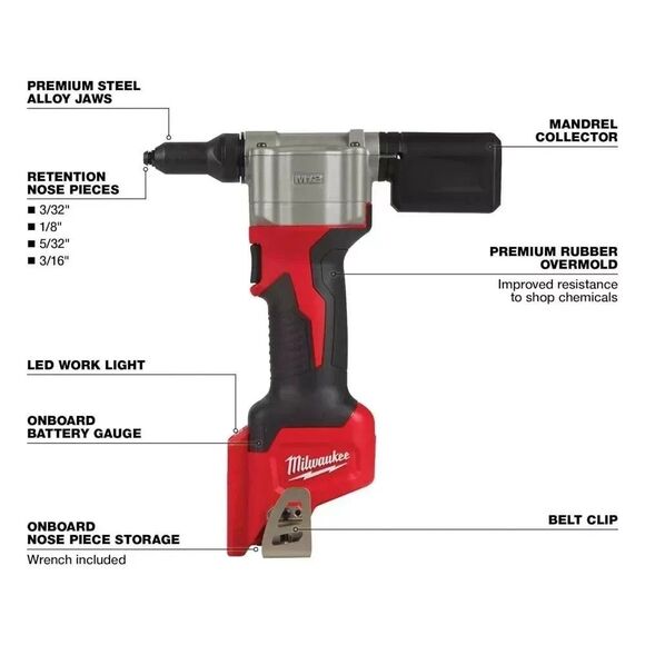Milwaukee M12BPRT-0 Pop Rivet Tool No Battery - Free and Fast Shipping - Picture 2 of 2
